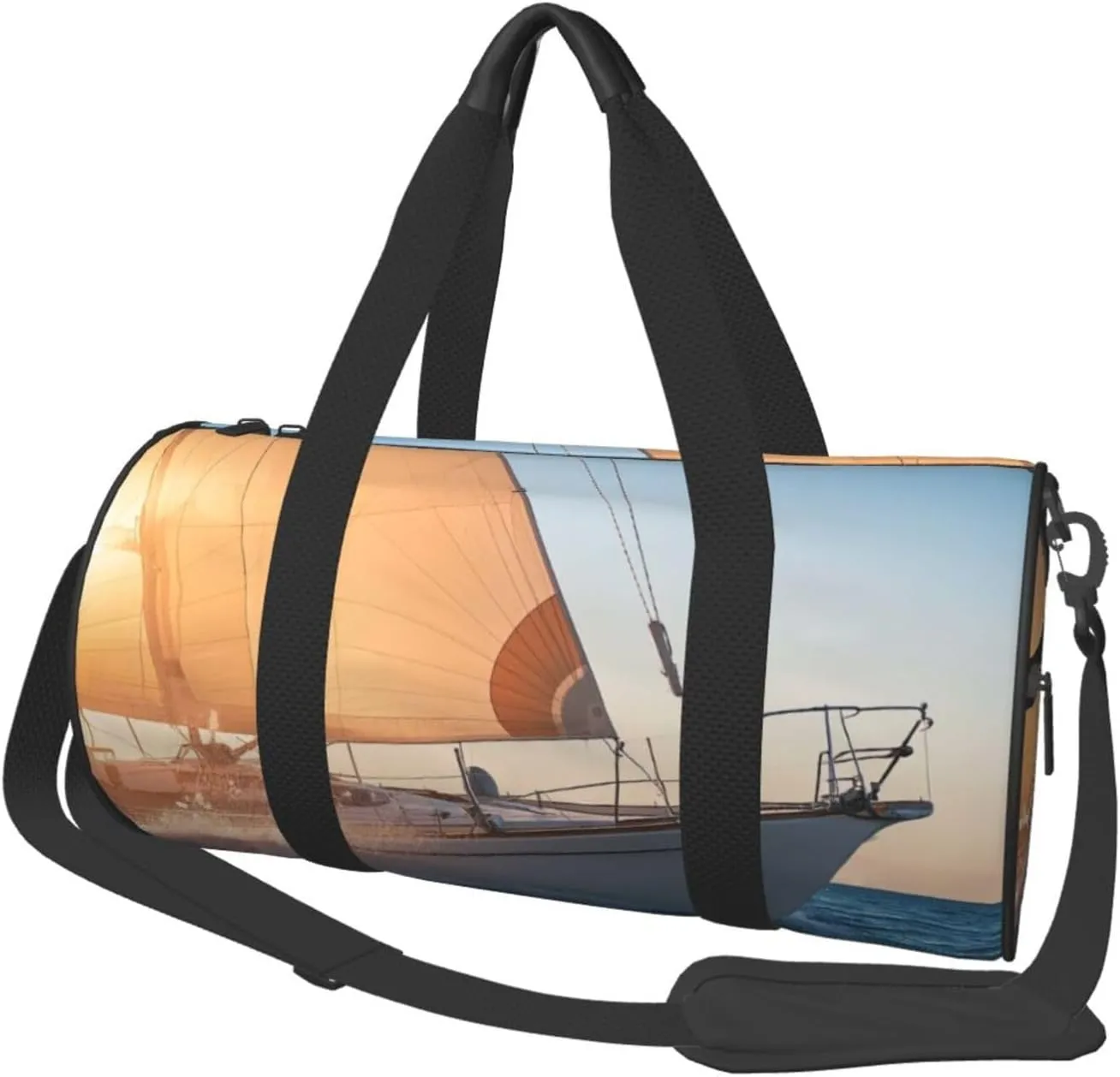 Ocean Sailboat (1) Print Round Large Capacity Travel Luggage Bags,Men's and Women's Hand-Held Travel Clothing Bags