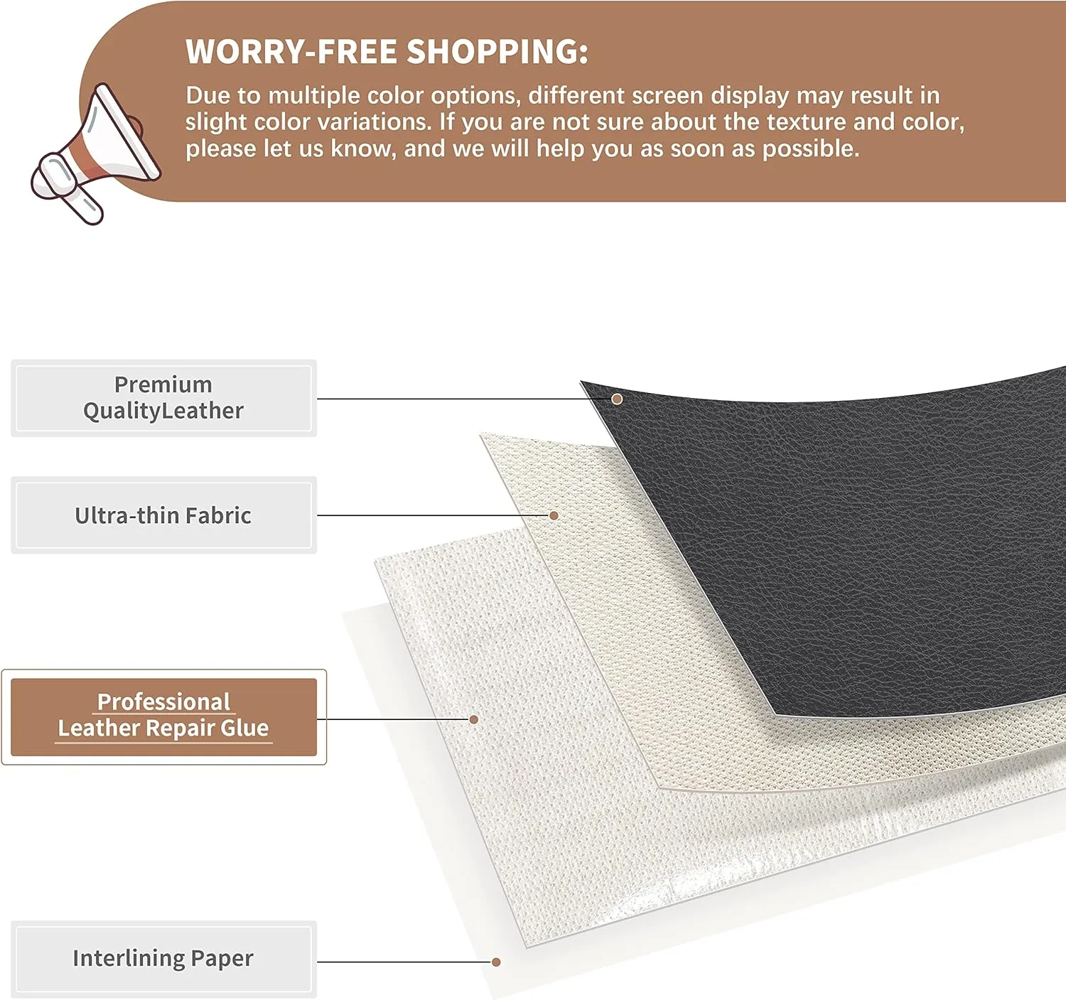 ONine Leather Repair Patch,Self-Adhesive Couch Patch，Multicolor Available Scratch Leather 8X11 Inch Peel and Stick for Sofas, Car Seats Hand Bags Jackets(Gray Leather)