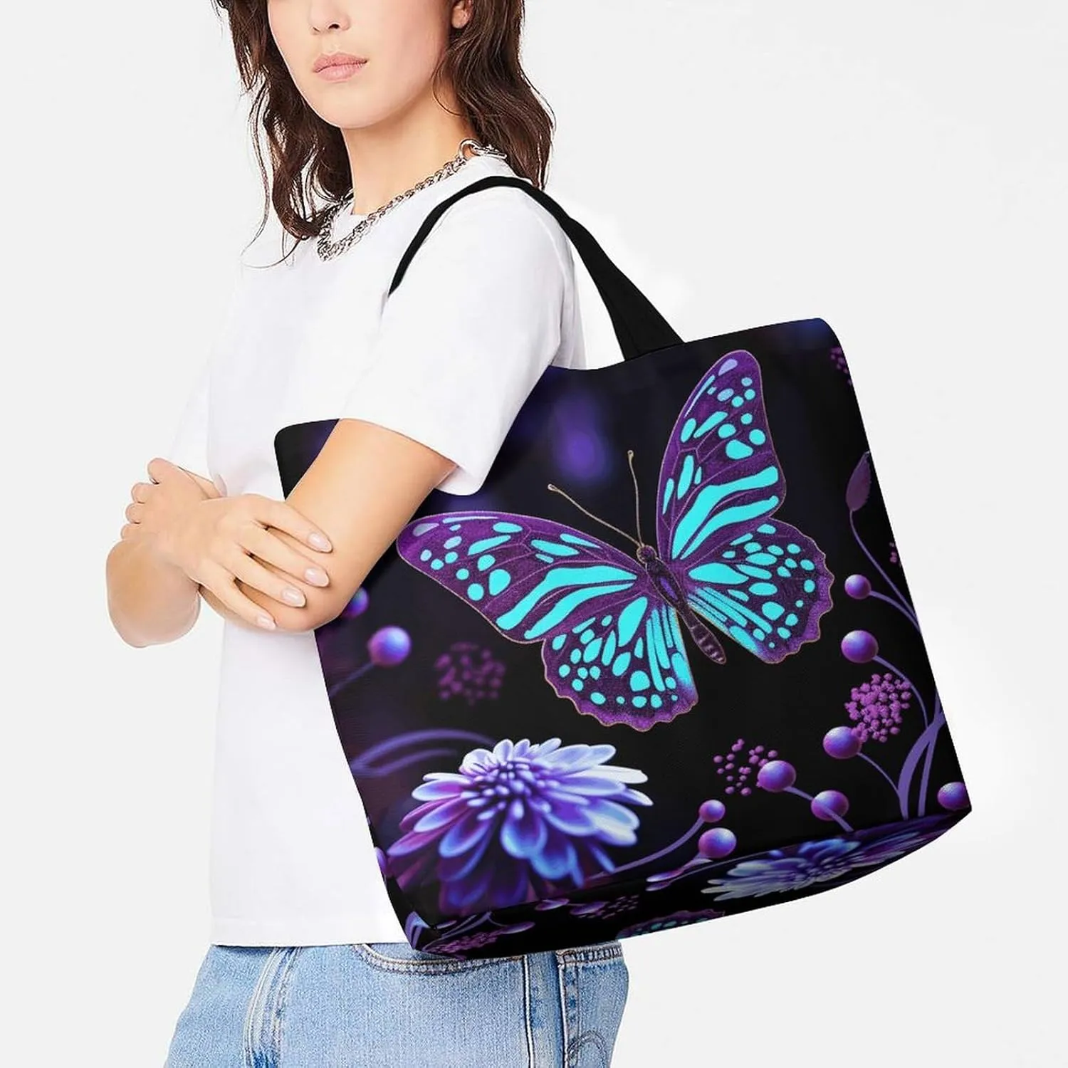 Orange Fish Pattern Tote Bag for Women Reusable Grocery Shoulder Bag Shopping Bags for Travel, Groceries