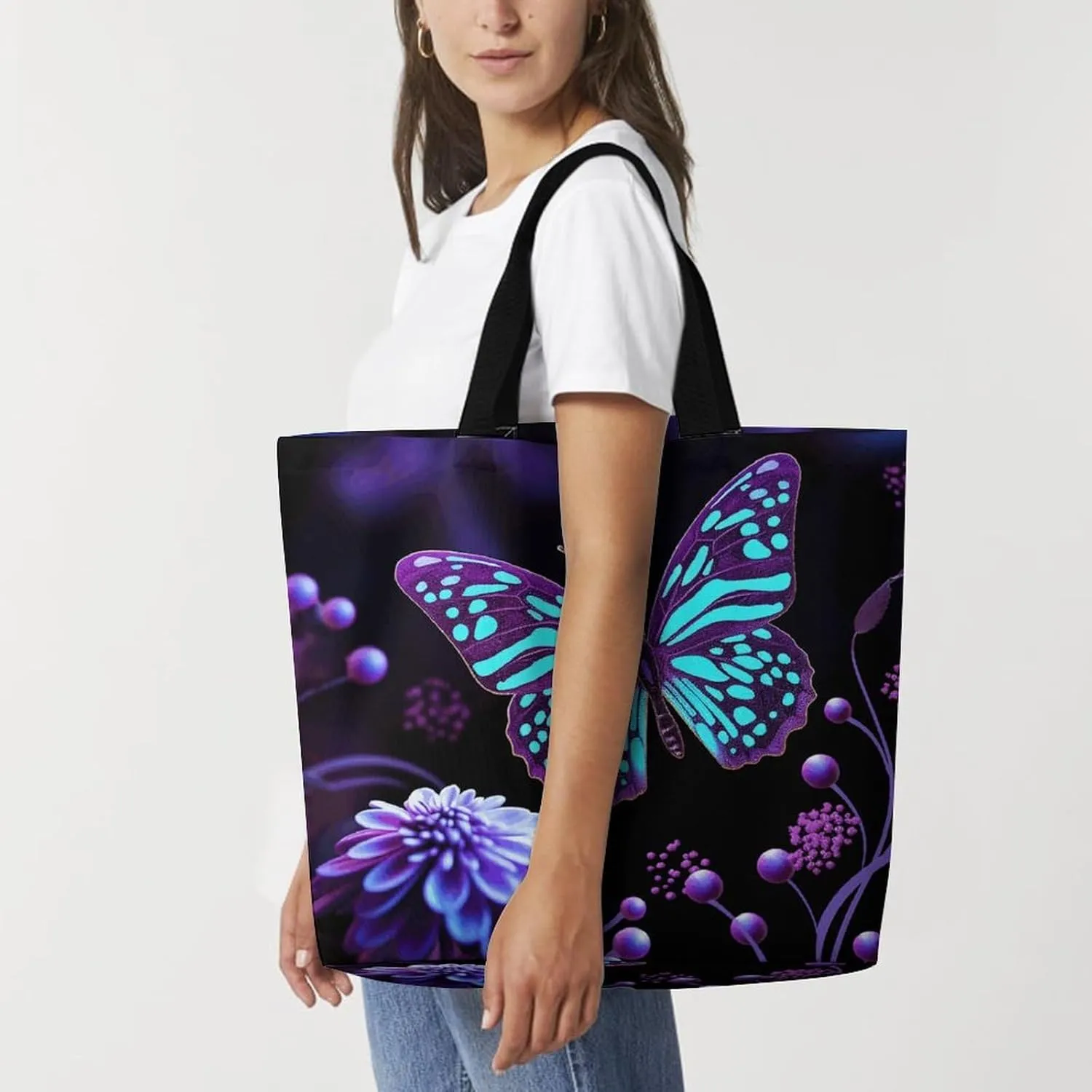 Orange Fish Pattern Tote Bag for Women Reusable Grocery Shoulder Bag Shopping Bags for Travel, Groceries
