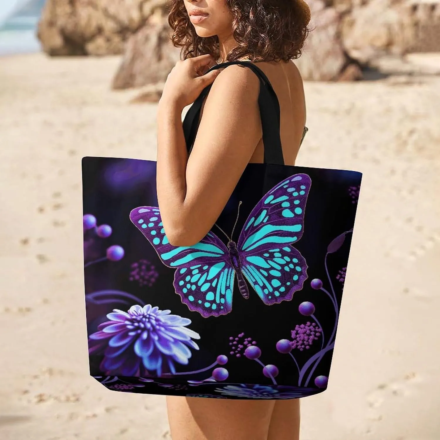 Orange Fish Pattern Tote Bag for Women Reusable Grocery Shoulder Bag Shopping Bags for Travel, Groceries