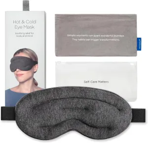 Ostrichpillow Hot & Cold Eye Mask - Clay Beads Hot Cold and Compression Therapy for Dark Circles, Eye Bags, Dry Eyes, Headaches, Migraines - Velcro Closure 2 Protective Bags Included