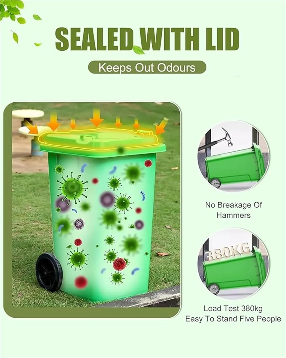 Outdoor Trash Cans Outdoor Garbage Can 18/22/27/53 Gallon Large Kitchen Trash Can Terrace Patio Garbage Can Outdoor Wheeled Trash Container with Lid ＆ 100-Pcs Storage Bag For Outdoor Backyard(Yellow,1