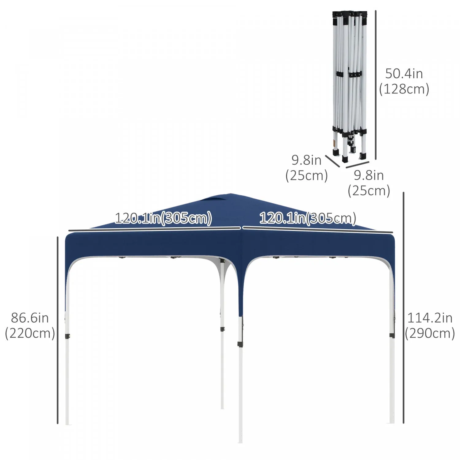Outsunny 10' X 10' Pop Up Canopy Tent, Instant Sun Shelter, Tents For Parties, Height Adjustable, Wi|Outsunny 9.8' X 9.8' Pop Up Gazebo Tente Pliable Avec Sac De Transport Et Roues 4 Sacs De Poids Pour