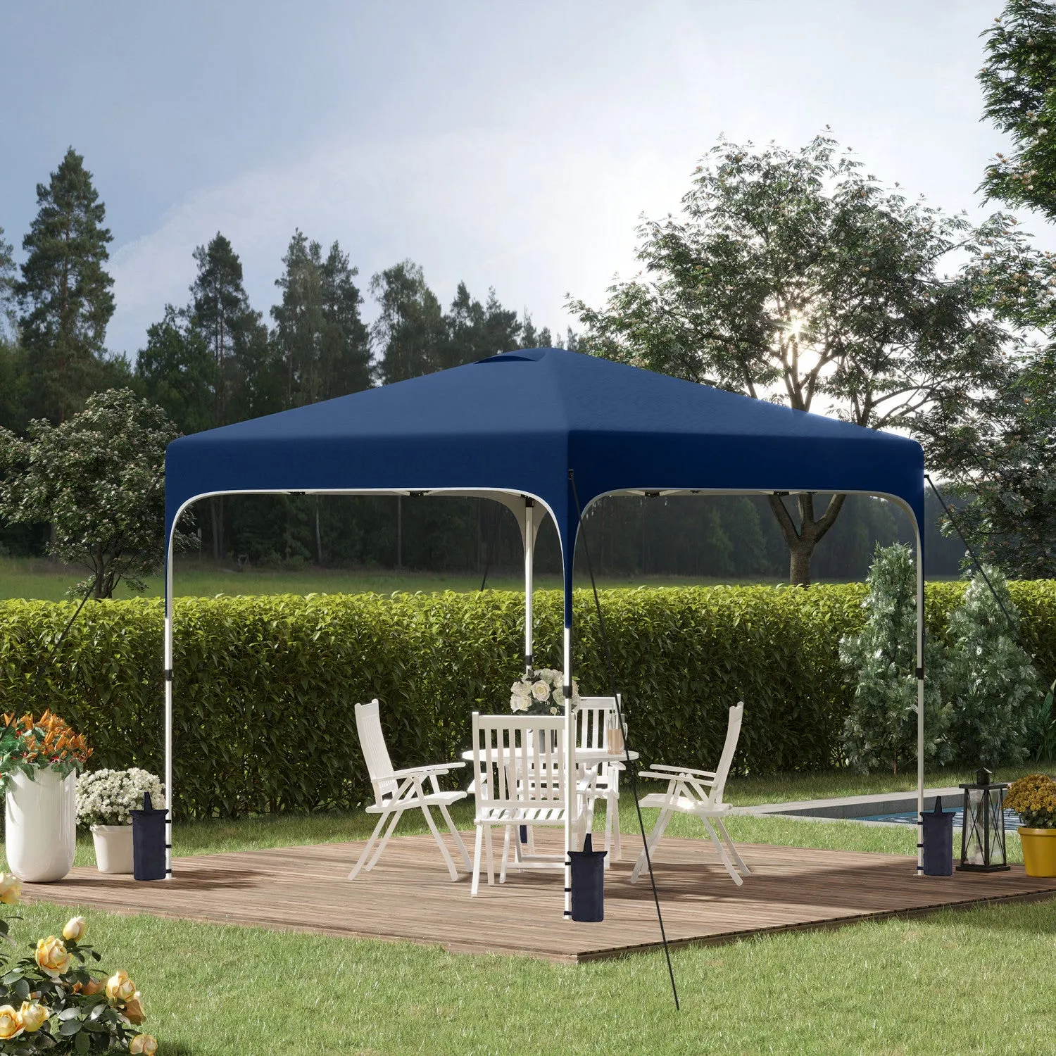 Outsunny 10' X 10' Pop Up Canopy Tent, Instant Sun Shelter, Tents For Parties, Height Adjustable, Wi|Outsunny 9.8' X 9.8' Pop Up Gazebo Tente Pliable Avec Sac De Transport Et Roues 4 Sacs De Poids Pour