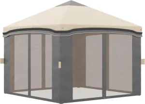 Outsunny 10' x 10' Pop Up Canopy Tent with Netting, Instant Tents for Parties, Height Adjustable, with Wheeled Carry Bag and 4 Sand Bags for Outdoor, Garden, Patio, Beige