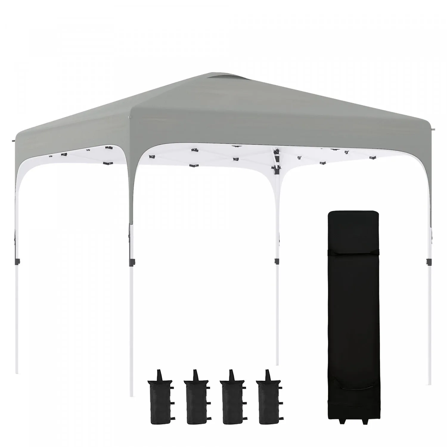 Outsunny 10' X 10' Pop Up Canopy Tent With Sand Bags, Upf 50  Instant Sun Shelter, Tents For Parties|Outsunny 9.8' X 9.8' Tonnelle Pop Up, Tente D'auvent Pliable Avec Sac De Transport A Roulettes, 4 Sa