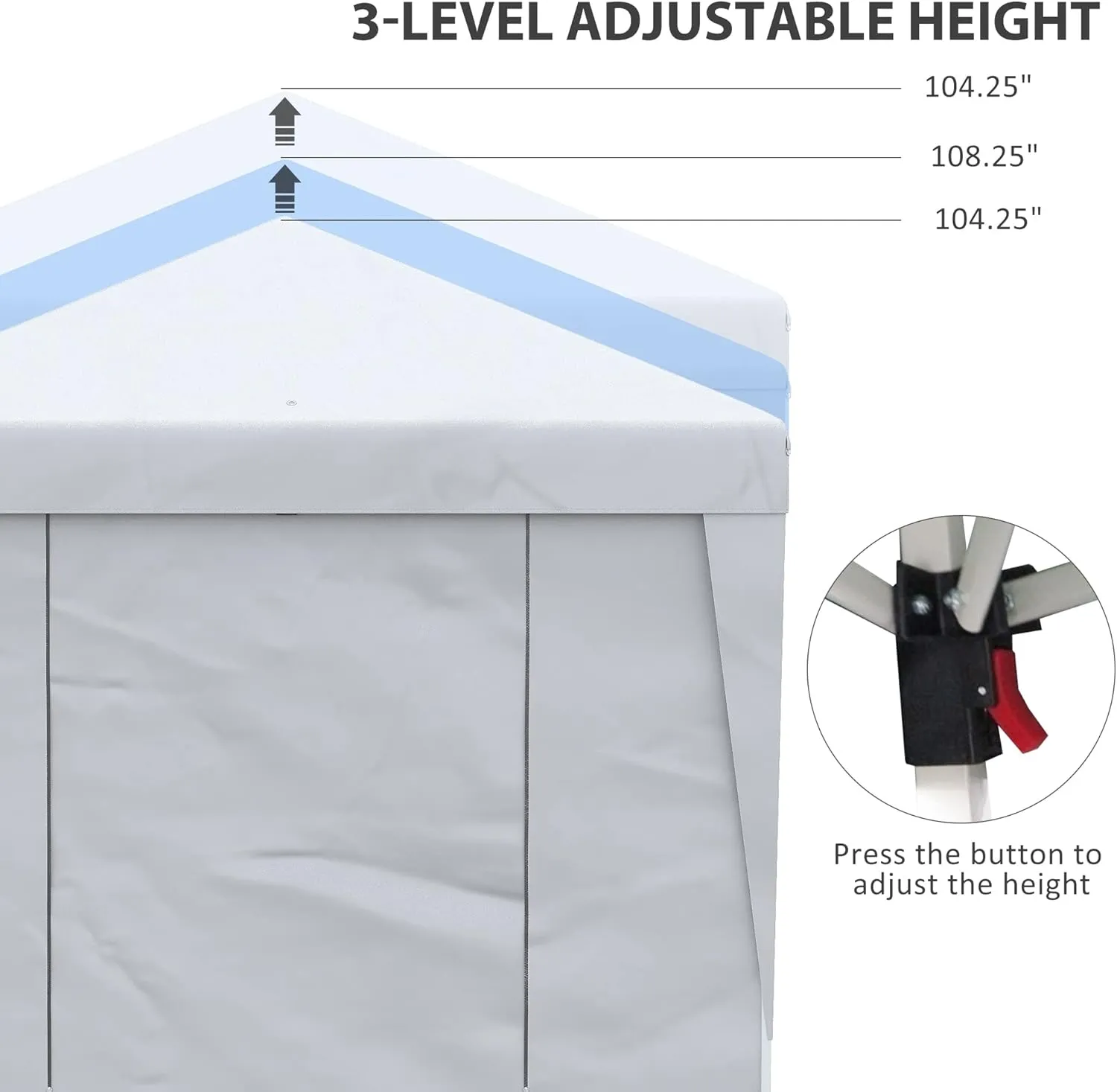 Outsunny 10' x 19.5' Pop Up Canopy Tent with Sidewalls, UPF 30  Height Adjustable Large Party Tent Event Shelter with Leg Weight Bags and Wheeled Carry Bag for Garden, Patio, White