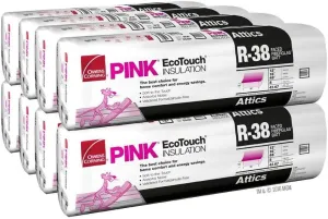 Owens Corning 341 SQFT 8 Bags of R 38 Kraft Faced 16 by 48 Fiberglass Fits 2X12 attic