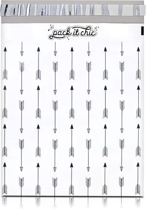 Pack It Chic - 10X13 (100 Pack) Arrows Pattern Poly Mailer Envelope Plastic Custom Mailing & Shipping Bags - Self Seal