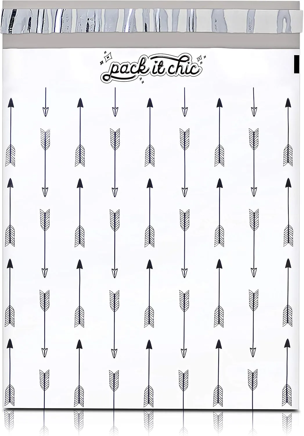 Pack It Chic - 10X13 (100 Pack) Arrows Pattern Poly Mailer Envelope Plastic Custom Mailing & Shipping Bags - Self Seal