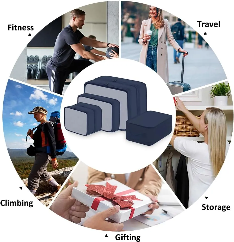 Packing cubes for Travel Luggage Organizer Bags 6 Set Packing Cubes for Suitcases Travel Essentials for Carry on Mesh Suitcase Organizer with Shoe Bag (Navy)