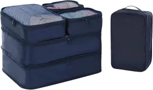 Packing cubes for Travel Luggage Organizer Bags 6 Set Packing Cubes for Suitcases Travel Essentials for Carry on Mesh Suitcase Organizer with Shoe Bag (Navy)