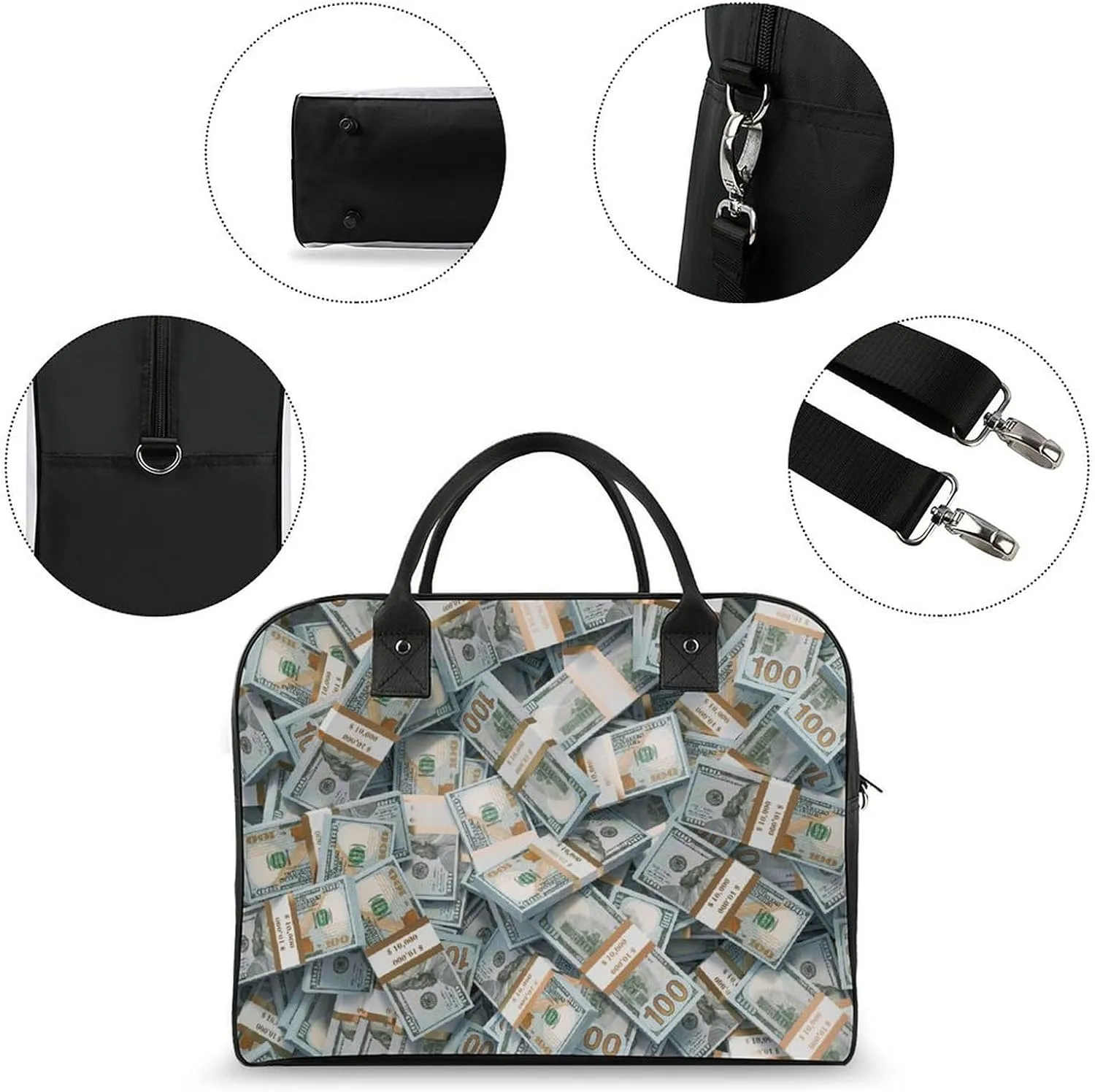 Paisley Navy Blue Pattern Travel Handbag with A Large Capacity Design That Can Be Reused