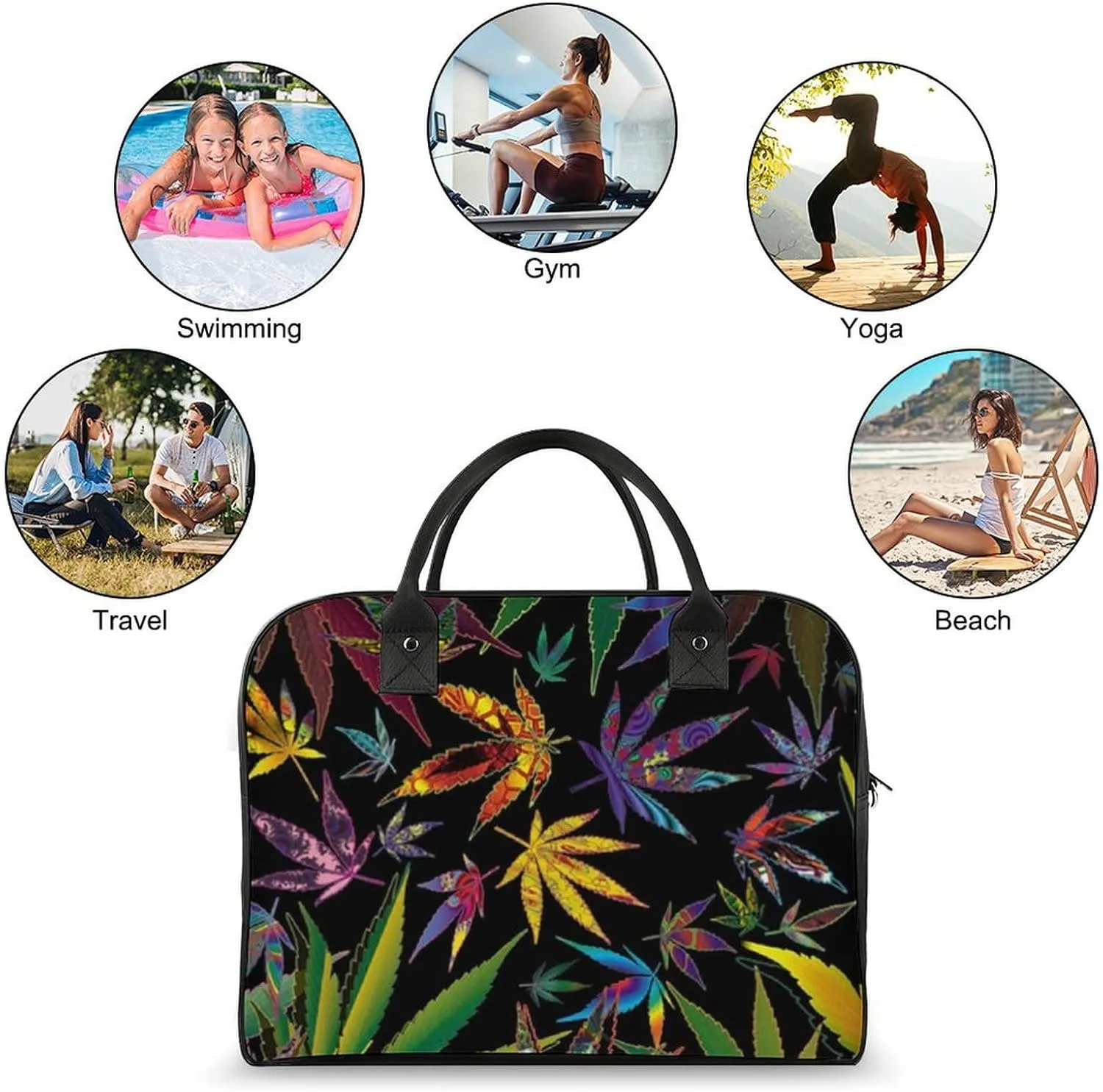 Paisley Navy Blue Pattern Travel Handbag with A Large Capacity Design That Can Be Reused