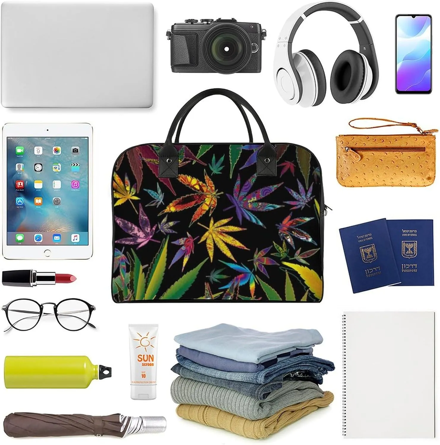 Paisley Navy Blue Pattern Travel Handbag with A Large Capacity Design That Can Be Reused