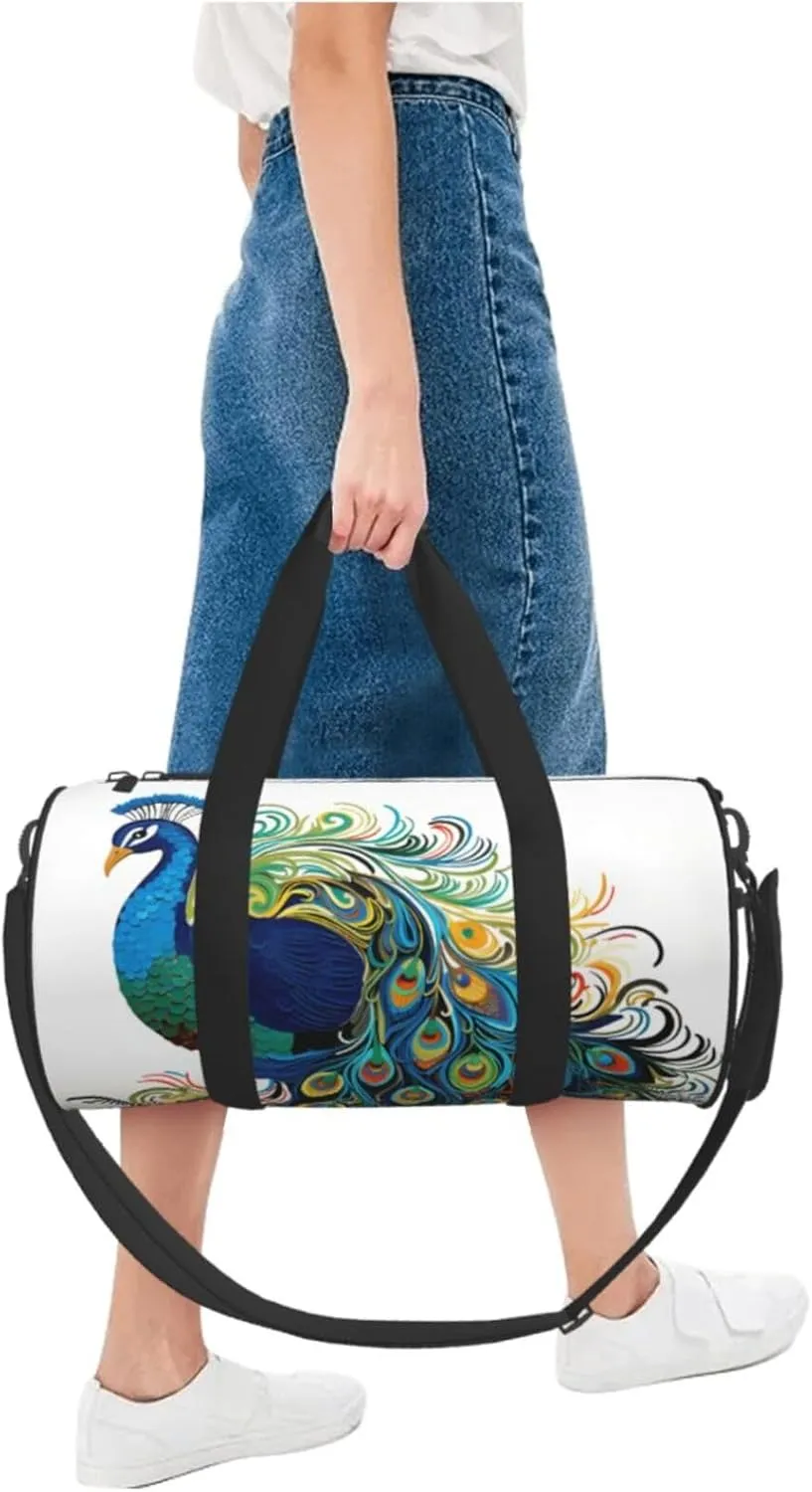 Peacock pattern Travel Duffle Bag for Men Women Sport Gym Bag Foldable Weekender Bag Carry on Overnight Bag for Travel Swimming Basketball