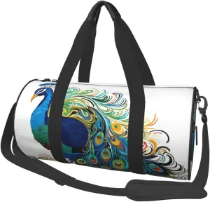 Peacock pattern Travel Duffle Bag for Men Women Sport Gym Bag Foldable Weekender Bag Carry on Overnight Bag for Travel Swimming Basketball