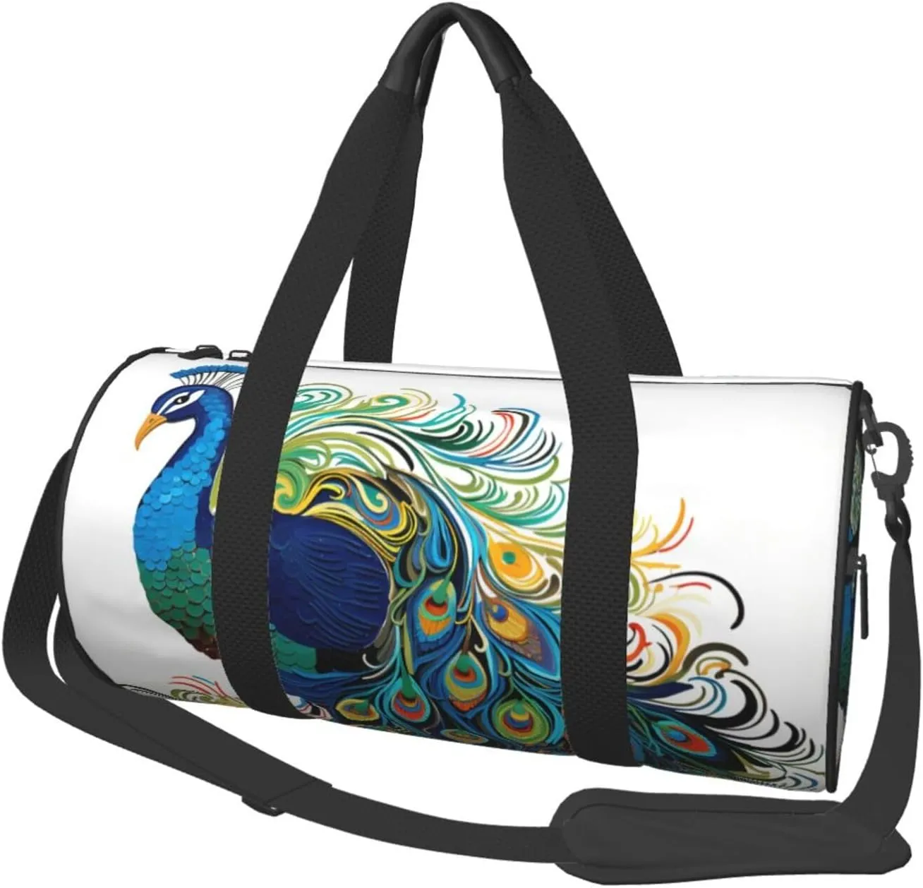Peacock pattern Travel Duffle Bag for Men Women Sport Gym Bag Foldable Weekender Bag Carry on Overnight Bag for Travel Swimming Basketball