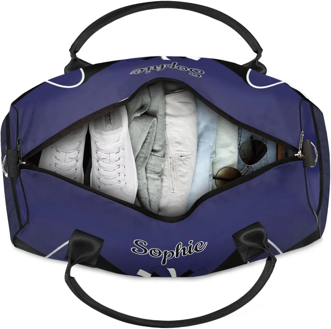 Personalized Cheer Bags for Cheerleaders Custom Sport Duffel Bag Gym Bag Travel Duffle Bag, Dark Navy Overnight Weekender Bag with Name