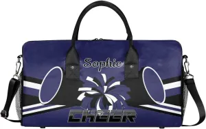 Personalized Cheer Bags for Cheerleaders Custom Sport Duffel Bag Gym Bag Travel Duffle Bag, Dark Navy Overnight Weekender Bag with Name