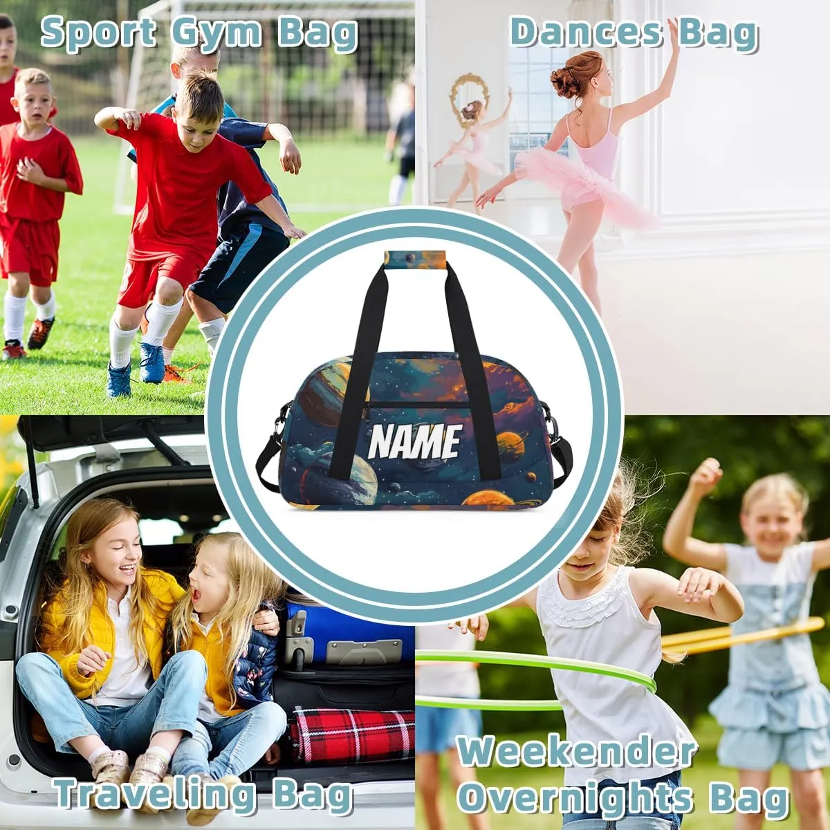 Personalized Custom Gym Bag for Women Men Carry on Universe Planet Travel Duffel Tote Outer Space Overnight Workout Weekender Bag