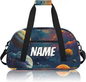 Personalized Custom Gym Bag for Women Men Carry on Universe Planet Travel Duffel Tote Outer Space Overnight Workout Weekender Bag
