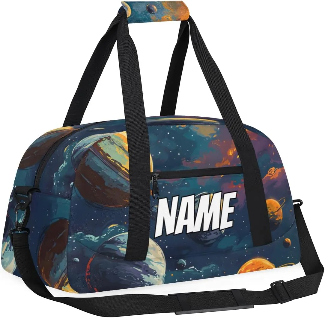 Personalized Custom Gym Bag for Women Men Carry on Universe Planet Travel Duffel Tote Outer Space Overnight Workout Weekender Bag