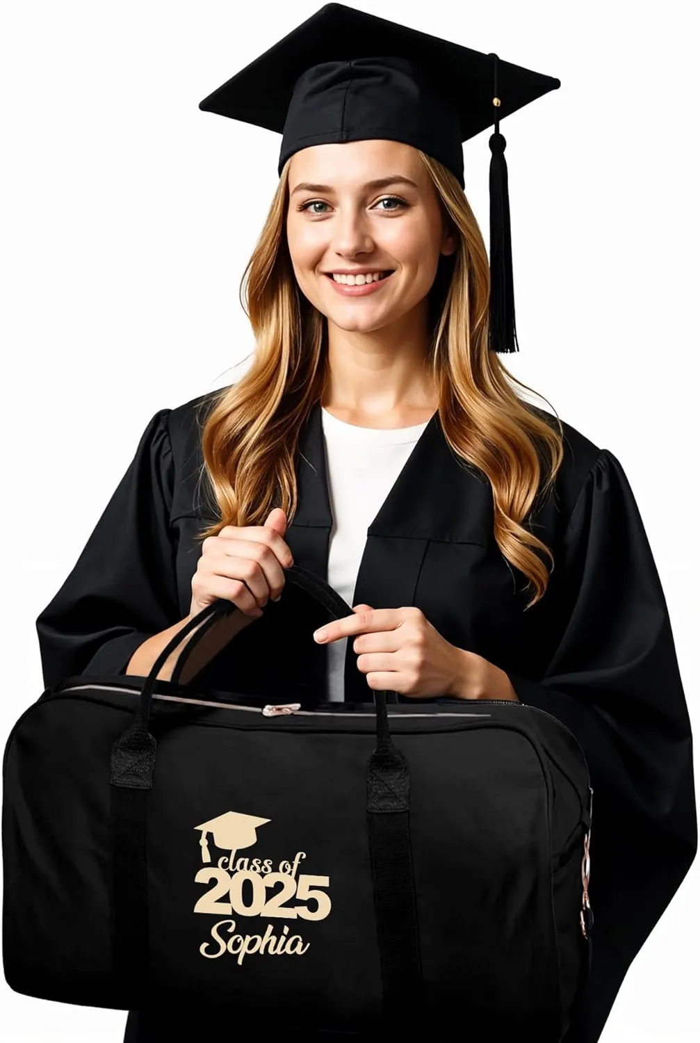 Personalized Duffle Bag with Name for Class of 2025, Personalized Graduation Gift Weekender Duffle, Senior Gifts for Boys & Girls Custom Carry On Tote Bags, Travel Essentials Luggage Bag- Black