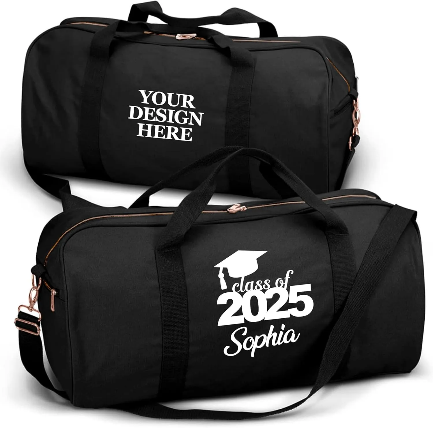 Personalized Duffle Bag with Name for Class of 2025, Personalized Graduation Gift Weekender Duffle, Senior Gifts for Boys & Girls Custom Carry On Tote Bags, Travel Essentials Luggage Bag- Black