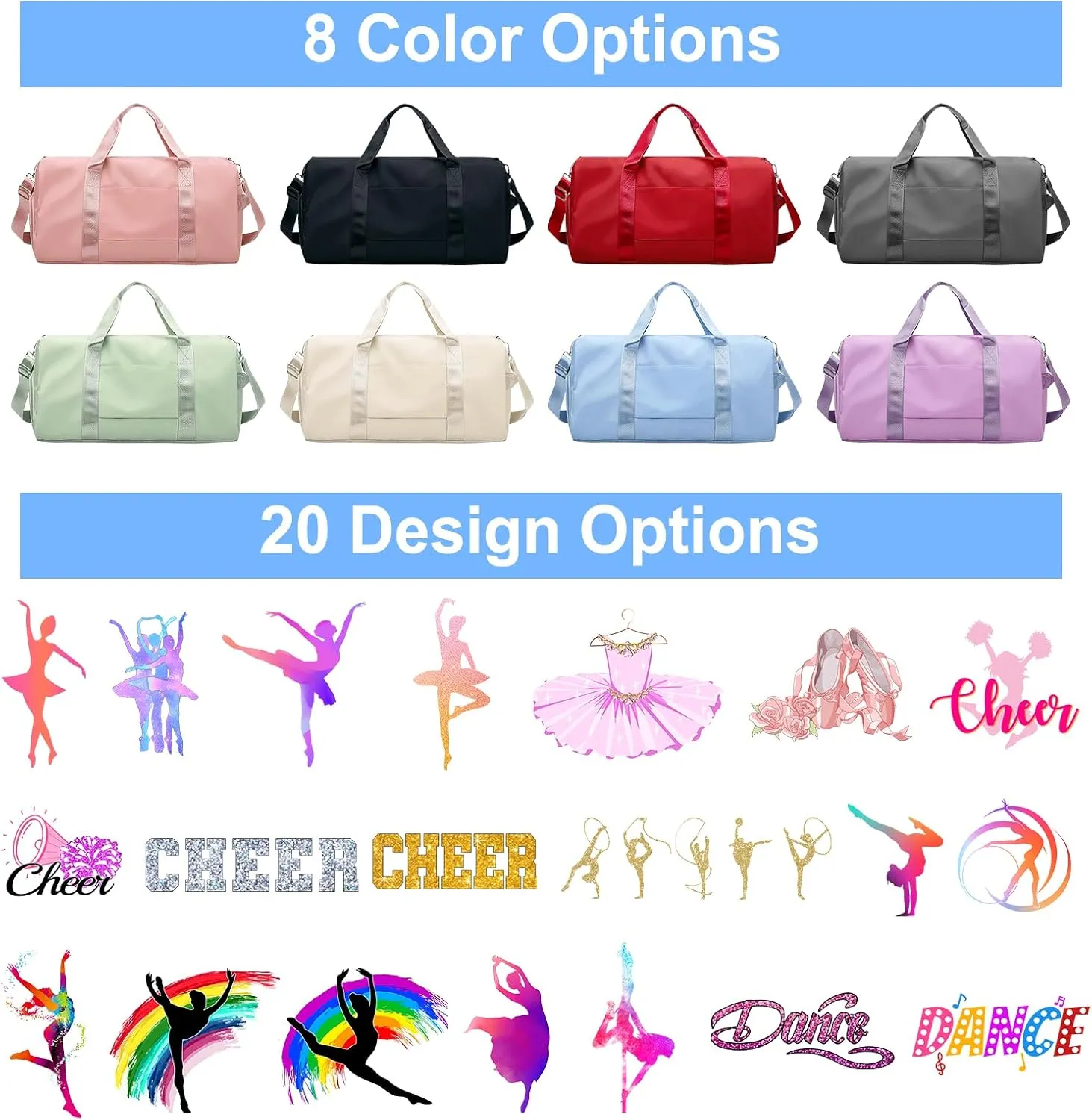 Personalized Gymnastics Duffle Bag for Women Girls,Custom Sport Gym Travel Bags Printed Name Text,Customized Dry Wet Separated Overnight Weekender Waterproof Bag Gift - Pink