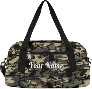 Personalized Kids Duffel Bag Abstract Camo Frog Pattern,Custom Sport Gym Bag for Boys Girls,WWeekender Overnight Bags Travel Duffel Bag,Customized Kids Gift