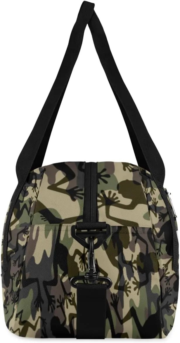 Personalized Kids Duffel Bag Abstract Camo Frog Pattern,Custom Sport Gym Bag for Boys Girls,WWeekender Overnight Bags Travel Duffel Bag,Customized Kids Gift