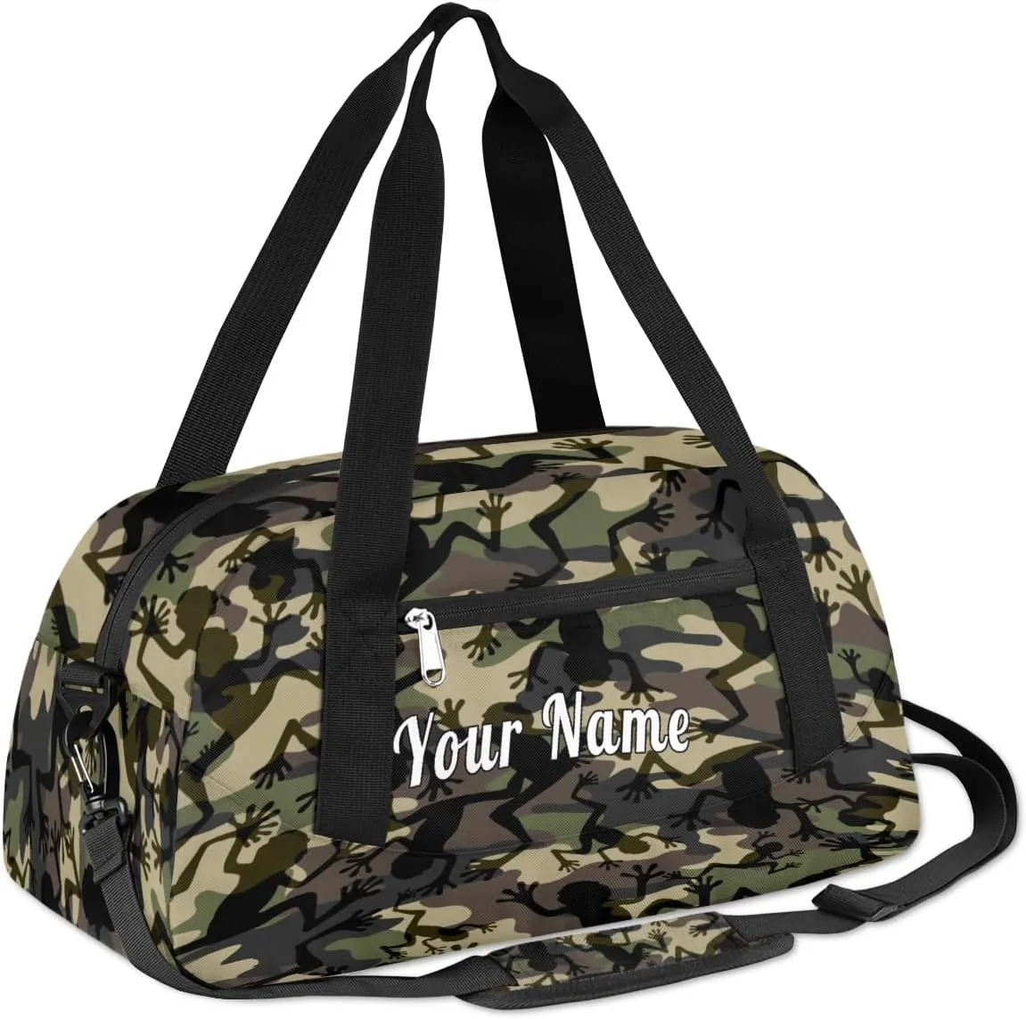 Personalized Kids Duffel Bag Abstract Camo Frog Pattern,Custom Sport Gym Bag for Boys Girls,WWeekender Overnight Bags Travel Duffel Bag,Customized Kids Gift