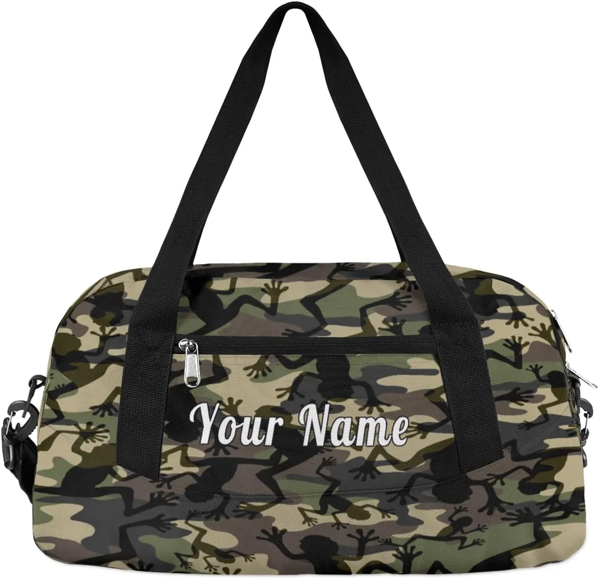 Personalized Kids Duffel Bag Abstract Camo Frog Pattern,Custom Sport Gym Bag for Boys Girls,WWeekender Overnight Bags Travel Duffel Bag,Customized Kids Gift