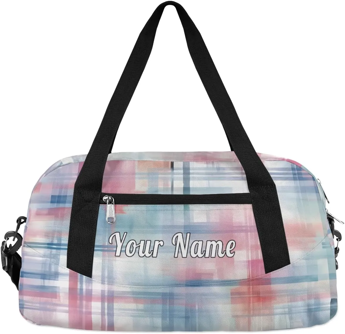 Personalized Kids Duffel Bag Abstract Plaid Pattern,Custom Sport Gym Bag for Boys Girls,WWeekender Overnight Bags Travel Duffel Bag,Customized Kids Gift