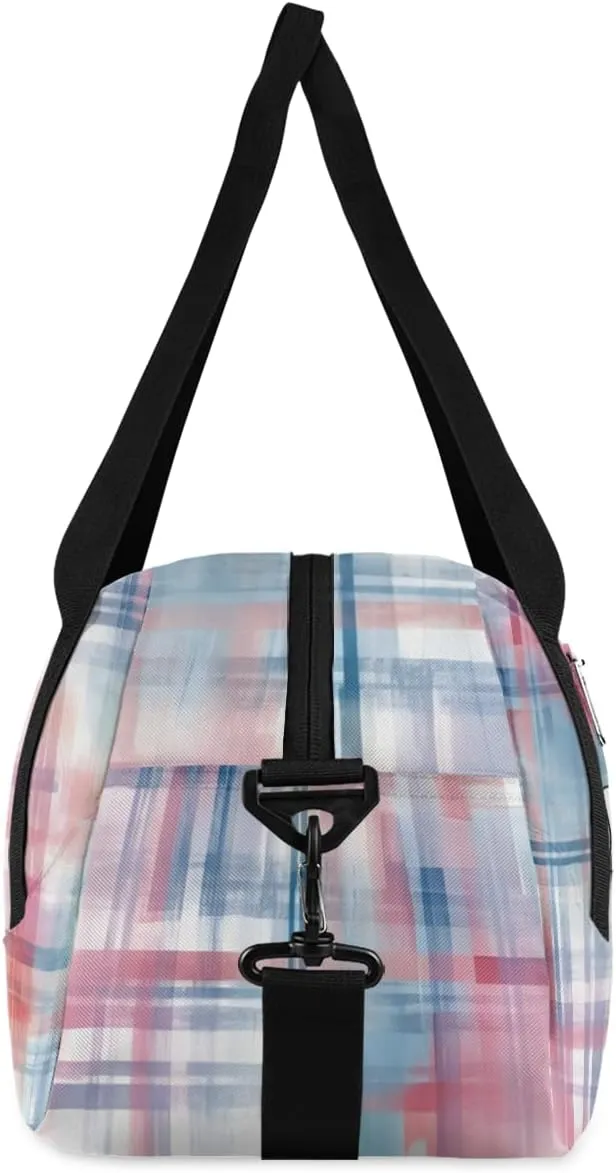 Personalized Kids Duffel Bag Abstract Plaid Pattern,Custom Sport Gym Bag for Boys Girls,WWeekender Overnight Bags Travel Duffel Bag,Customized Kids Gift
