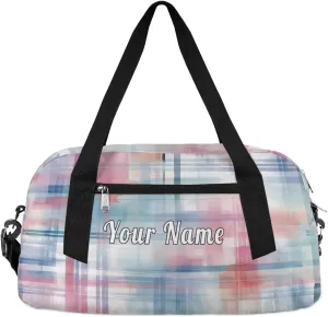 Personalized Kids Duffel Bag Abstract Plaid Pattern,Custom Sport Gym Bag for Boys Girls,WWeekender Overnight Bags Travel Duffel Bag,Customized Kids Gift