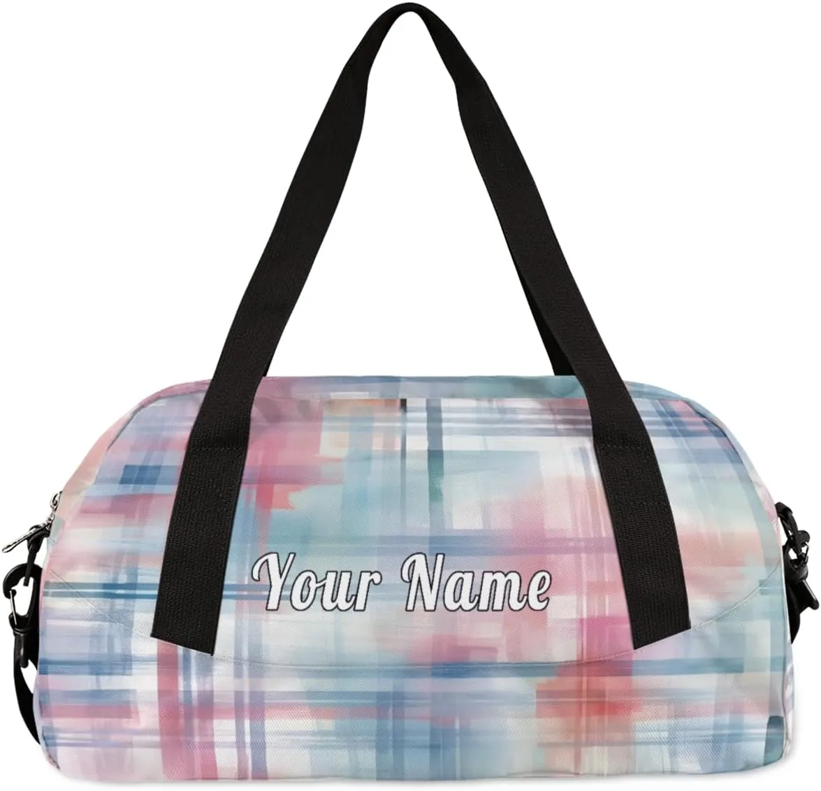 Personalized Kids Duffel Bag Abstract Plaid Pattern,Custom Sport Gym Bag for Boys Girls,WWeekender Overnight Bags Travel Duffel Bag,Customized Kids Gift