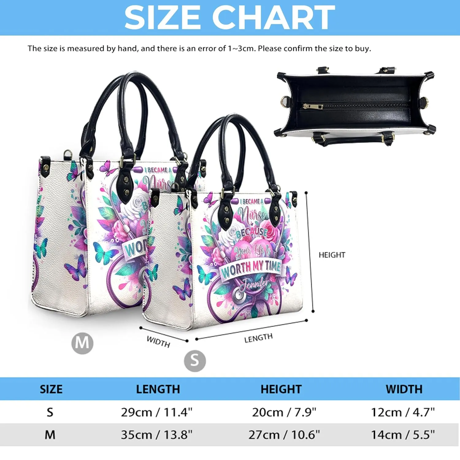 Personalized Nurse Leather Handbags, Gift For Nurses, Afro Nurse Bags Nursing Tote Bag Custom Gift, Leather Handbag with Ziplock Gift for Her (05)