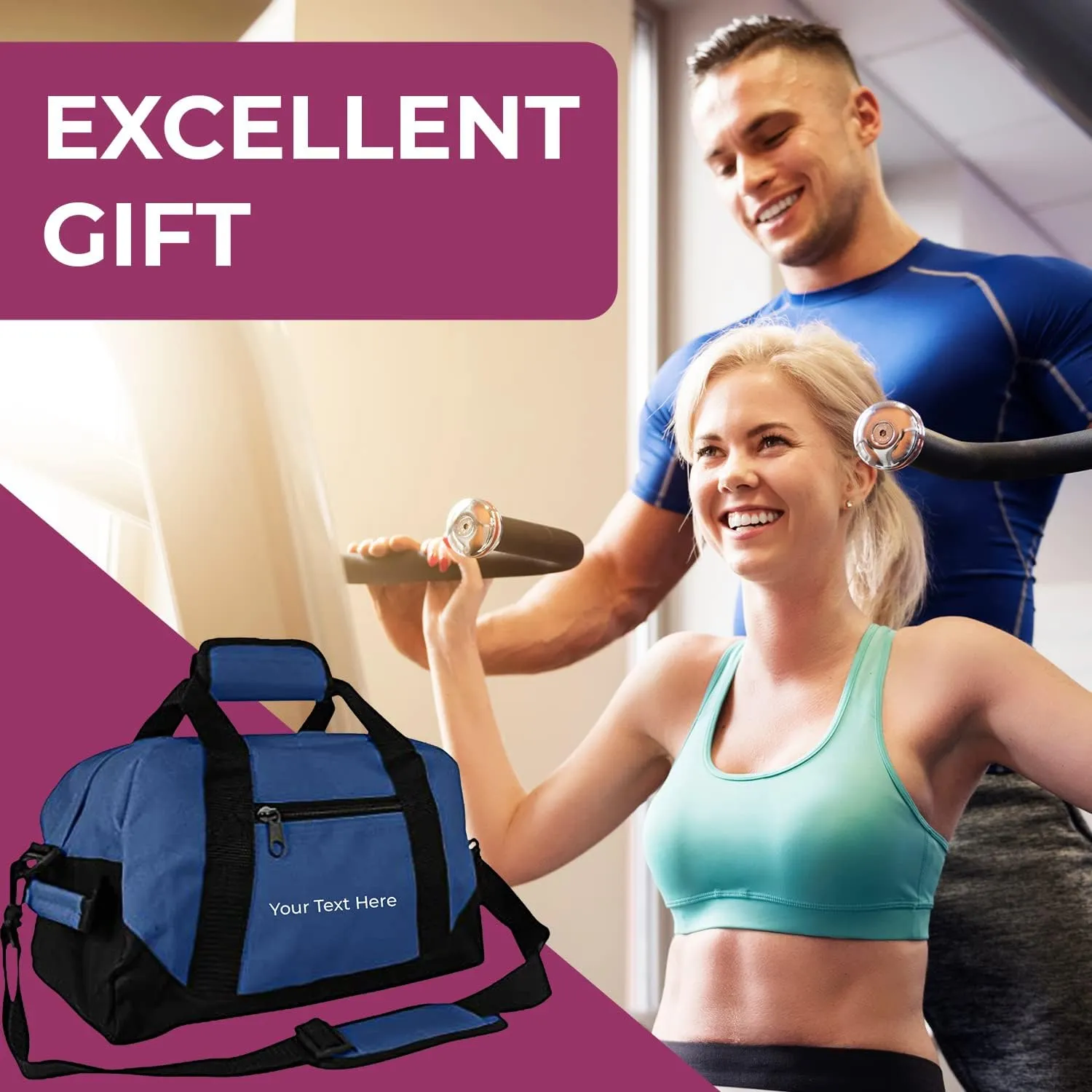 Personalized Passion Small Duffle Bag for Boys and Girls - Perfect Sized 14” Two Toned Travel Duffle - Personalized Name Sports Gym Bag for Storage - Navy Blue