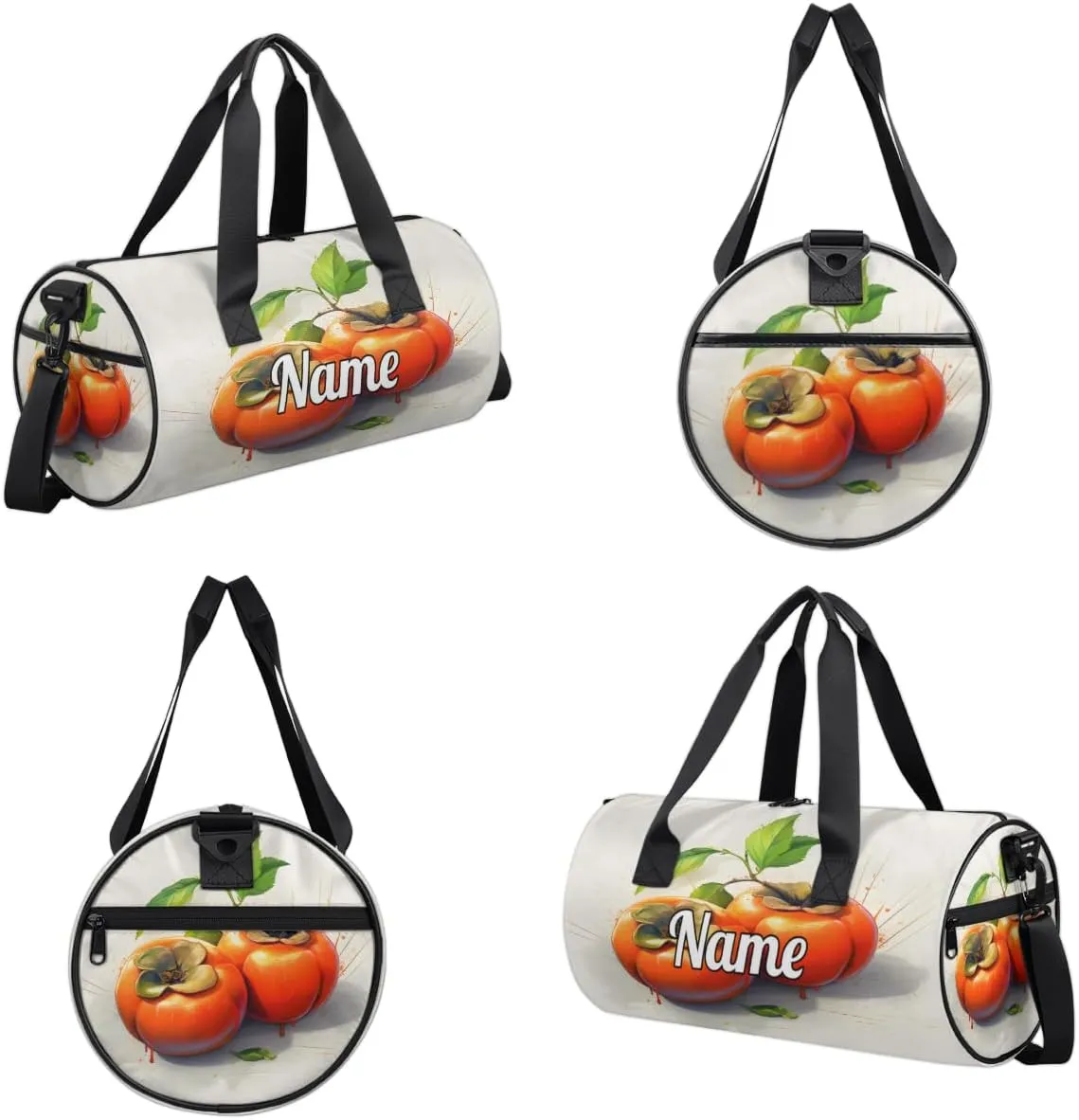 Personalized Sport Gym Bag Dance Duffle Ballet Bag Overnight Travel Sleepover Bags Swimming Hiking Camping, Persimmon Pattern