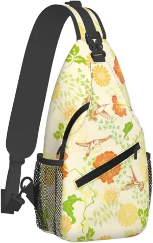 pink flower Chest Bags Crossbody Sling Bag Shoulder Bag Travel Hiking Daypack For Men Women