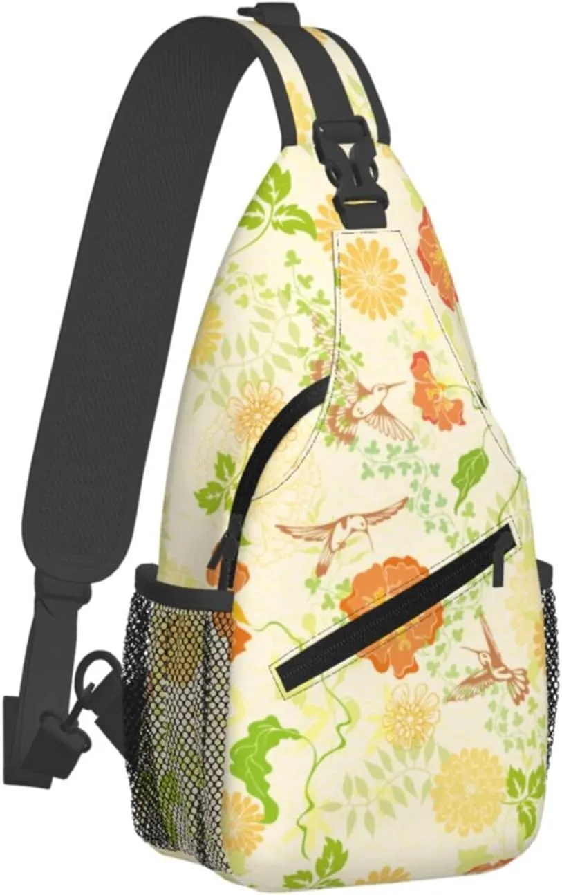 pink flower Chest Bags Crossbody Sling Bag Shoulder Bag Travel Hiking Daypack For Men Women