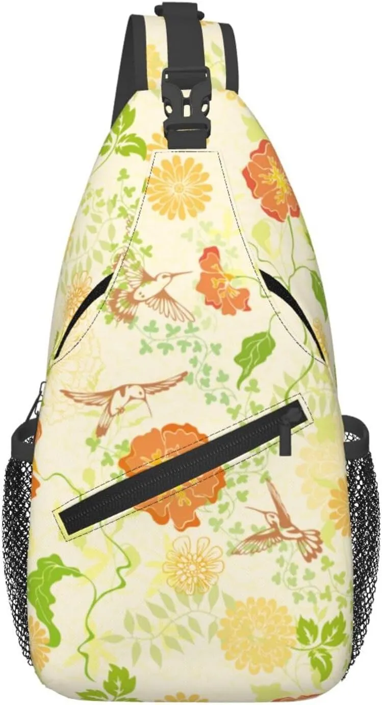 pink flower Chest Bags Crossbody Sling Bag Shoulder Bag Travel Hiking Daypack For Men Women