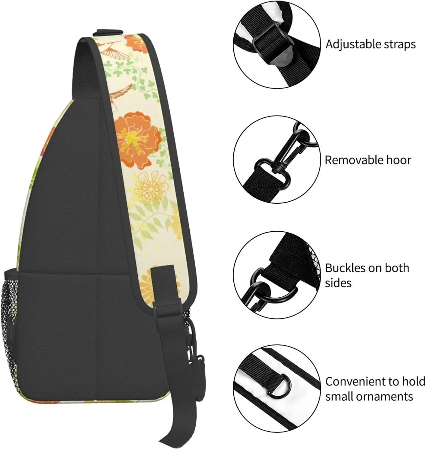 pink flower Chest Bags Crossbody Sling Bag Shoulder Bag Travel Hiking Daypack For Men Women
