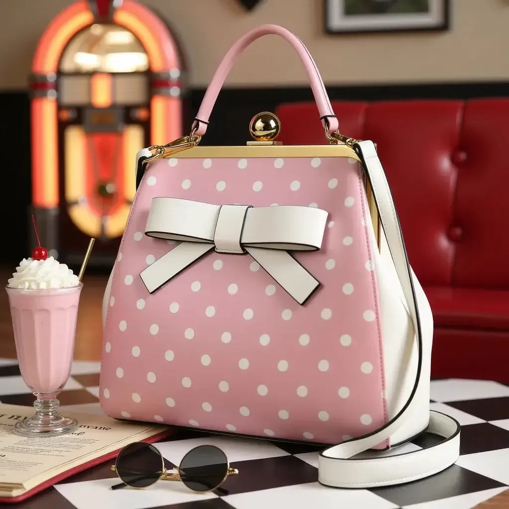 Pink Polka Dot Rockabilly Handbag