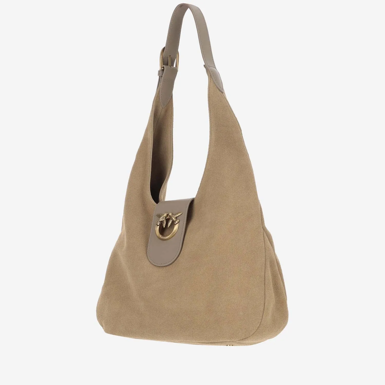 Pinko Mini Suede Hobo Bag With Logo