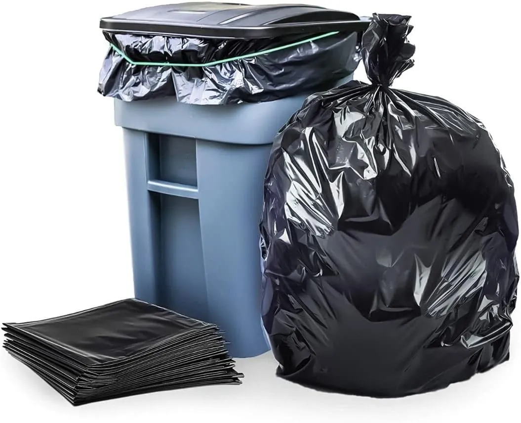Plasticplace 64-65 Gallon Trash Can Liners for Toter │ 1.5 Mil │ Black Heavy Duty Garbage Bags │ 50” x 60” (25 Count)
