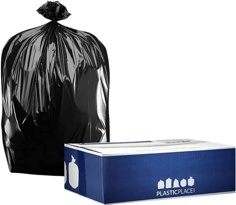 Plasticplace 64-65 Gallon Trash Can Liners for Toter │ 1.5 Mil │ Black Heavy Duty Garbage Bags │ 50” x 60” (25 Count)